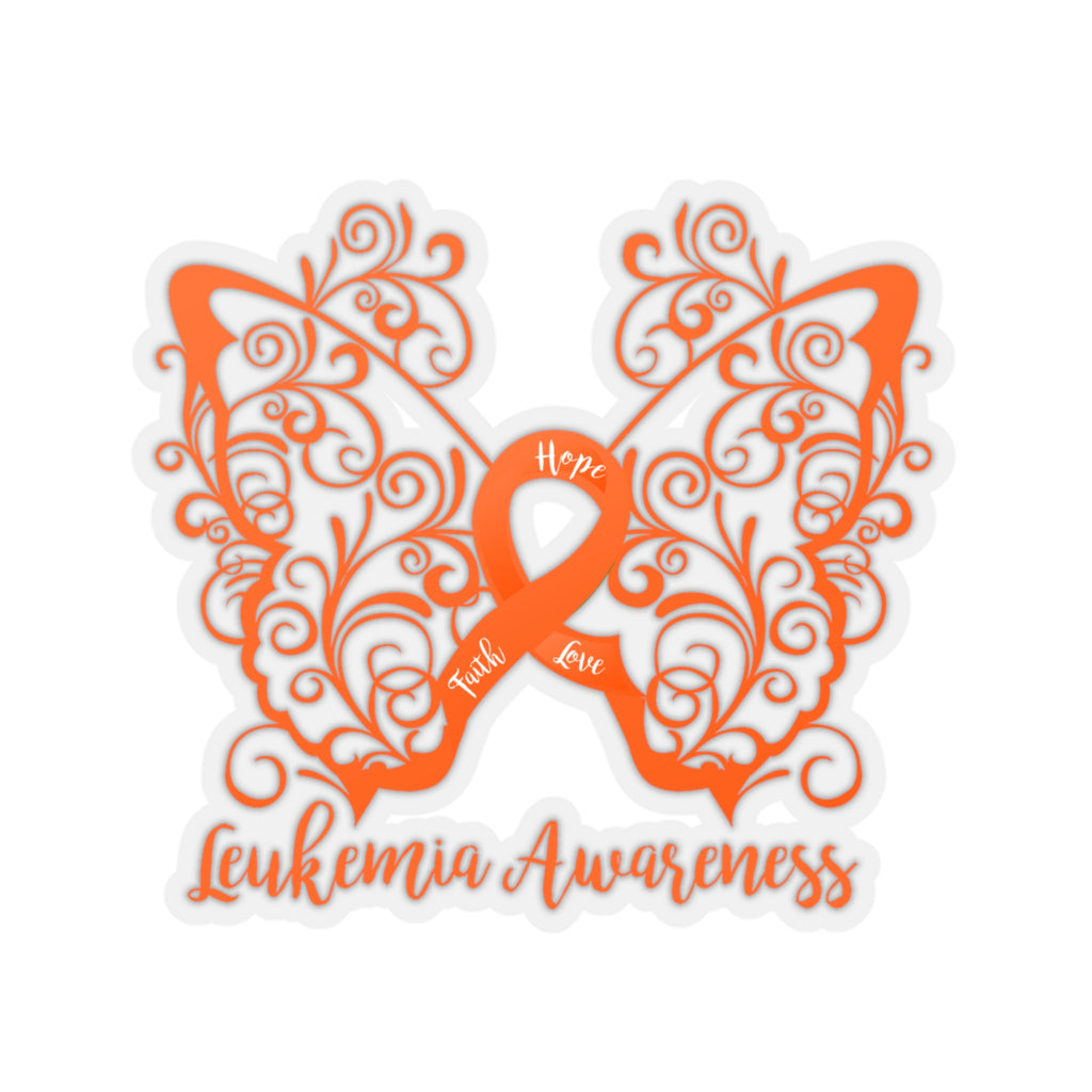 Leukemia Awareness Filigree Butterfly Sticker (3 x 3)