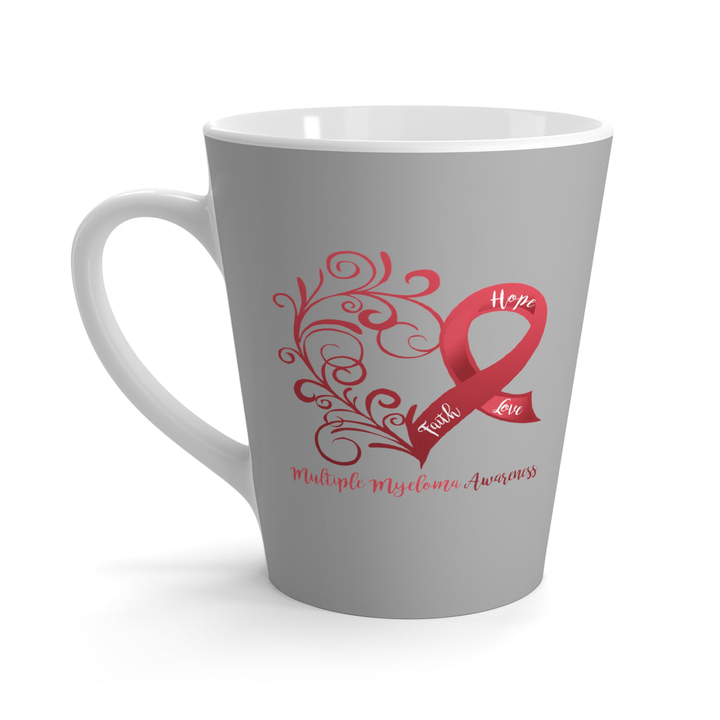 Multiple Myeloma Awareness Heart "Light Grey" Latte Mug (Dual-Sided Design)(12 oz.)