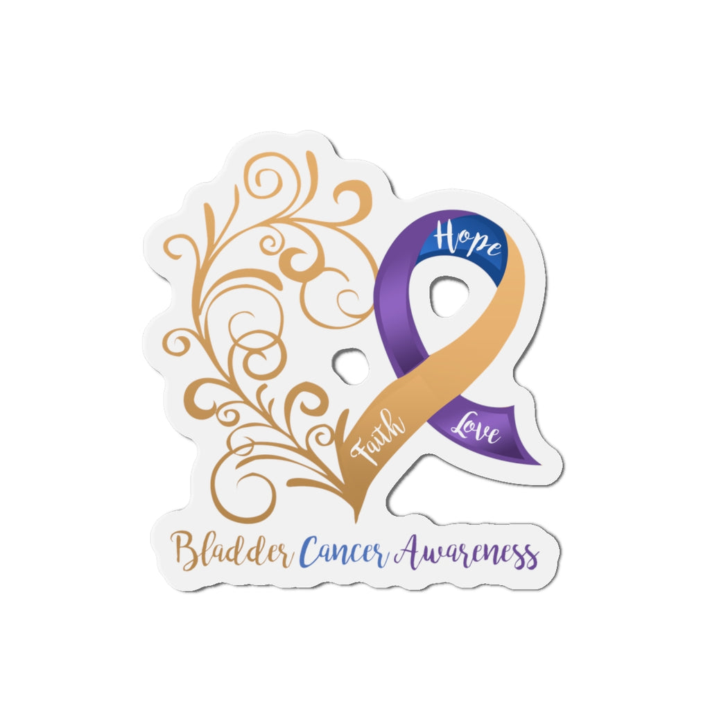 Bladder Cancer Awareness Heart Flexible Vehicle Magnet (6 X 6)