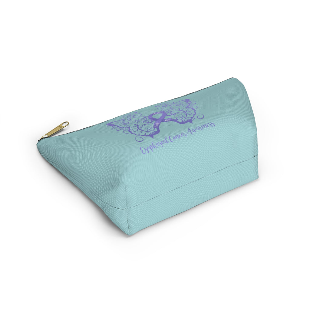 Esophageal Cancer Awareness Filigree Butterfly "Light Blue" T-Bottom Accessory Pouch (Dual-Sided Design)