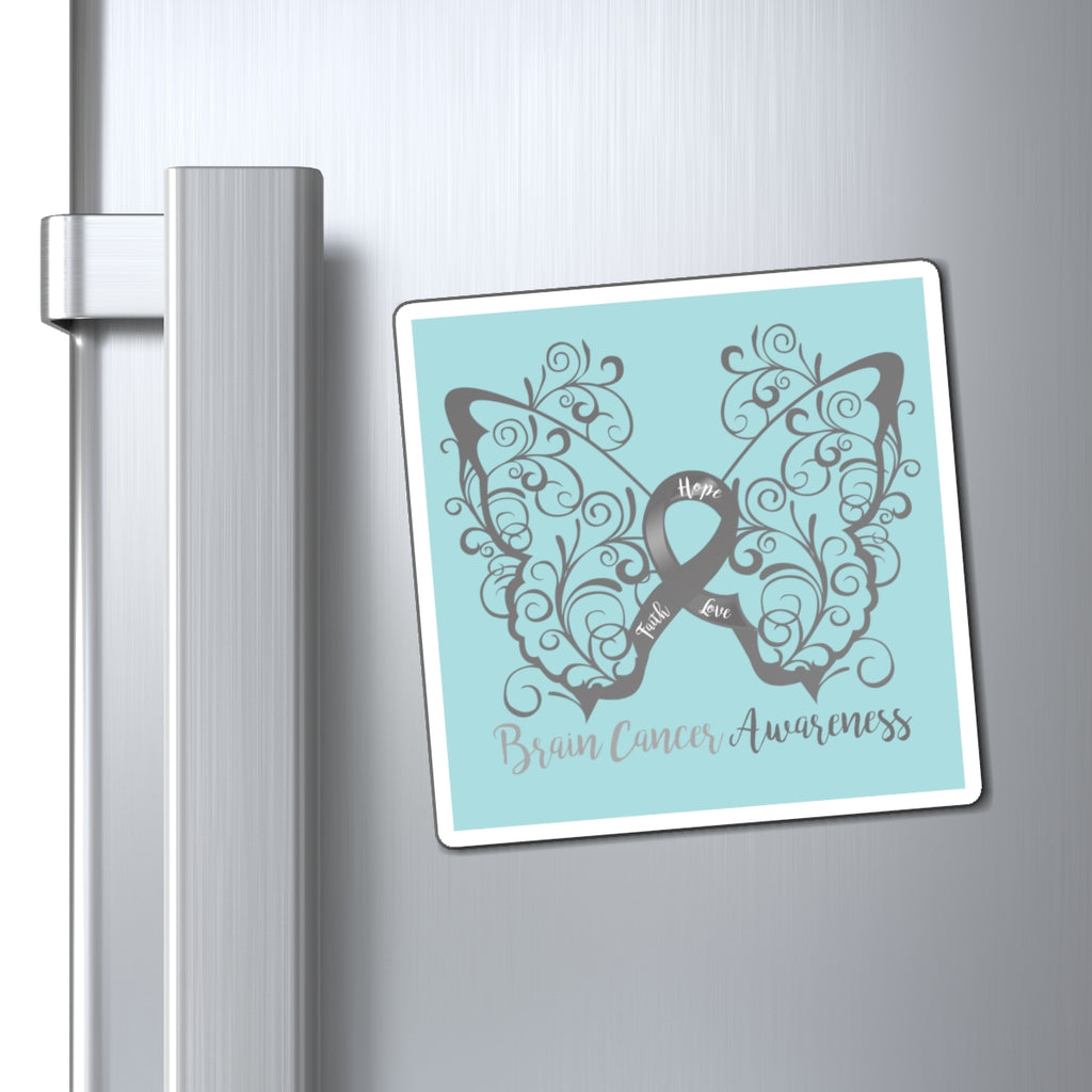 Brain Cancer Awareness Filigree Butterfly Magnet (3 Sizes Available)