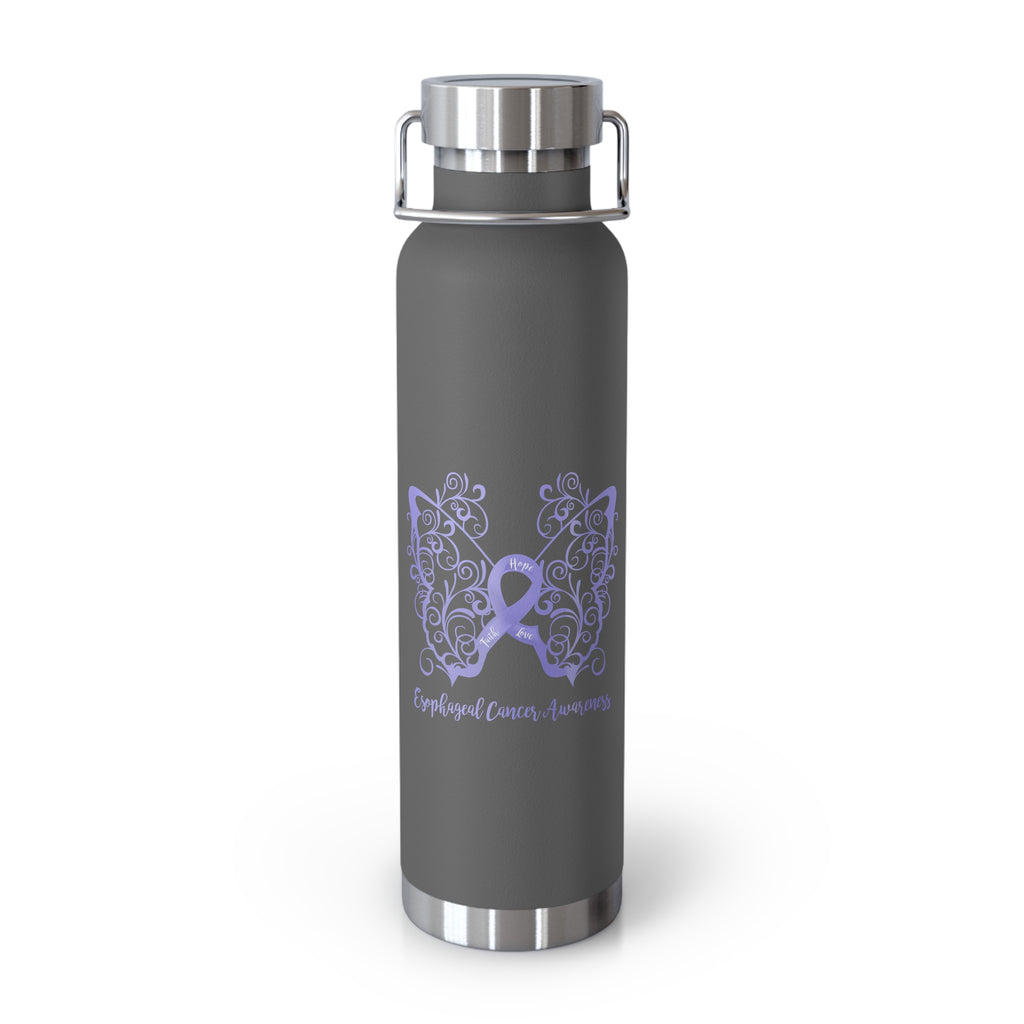 Esophageal Cancer Awareness Filigree Butterfly Copper Vacuum Insulated Bottle, 22oz