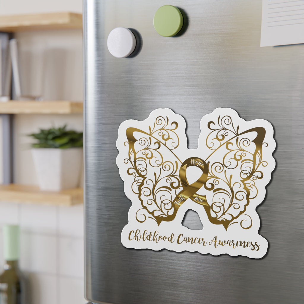 Childhood Cancer Awareness Filigree Butterfly Flexible Vehicle Magnet