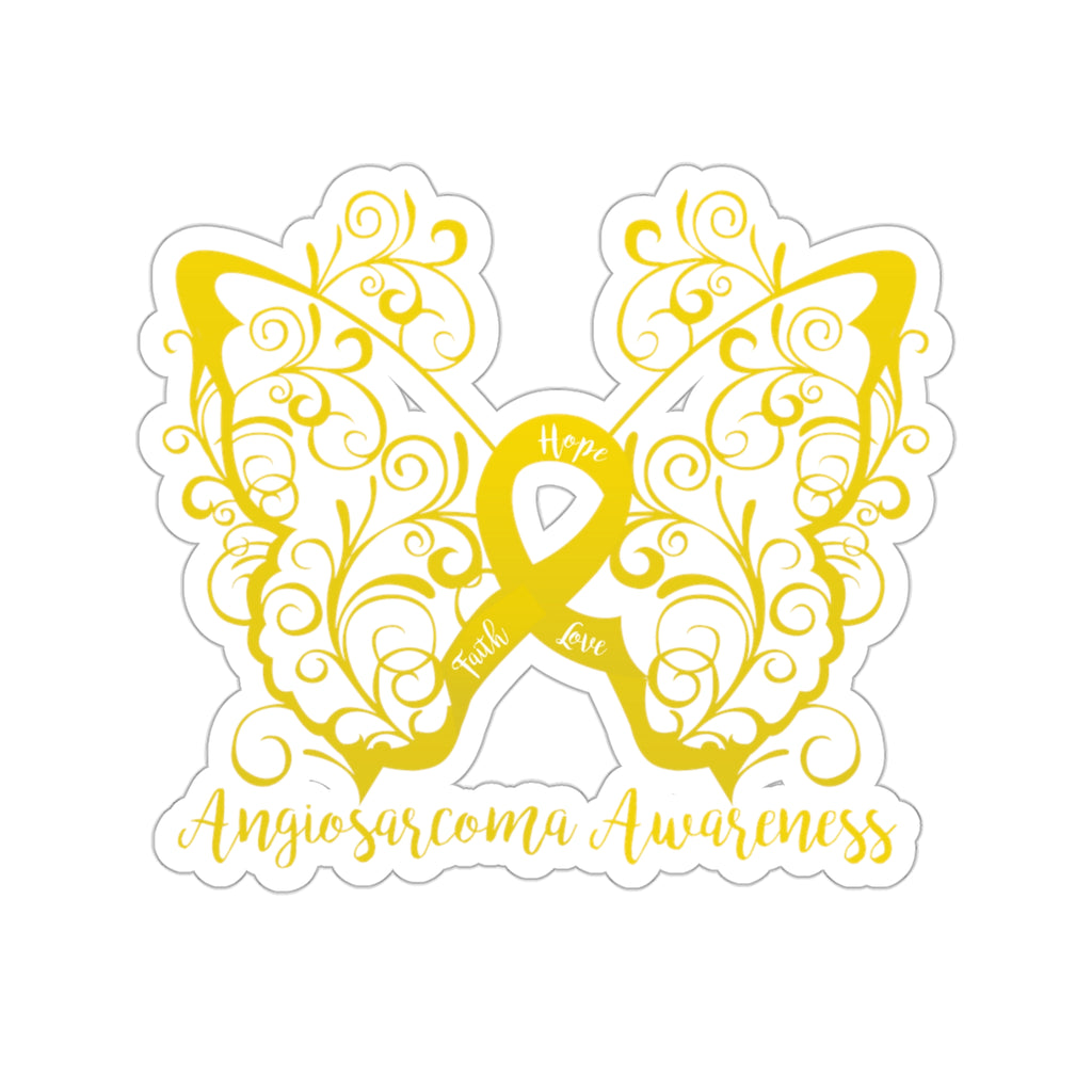 Angiosarcoma Filigree Butterfly Sticker (3 x 3)