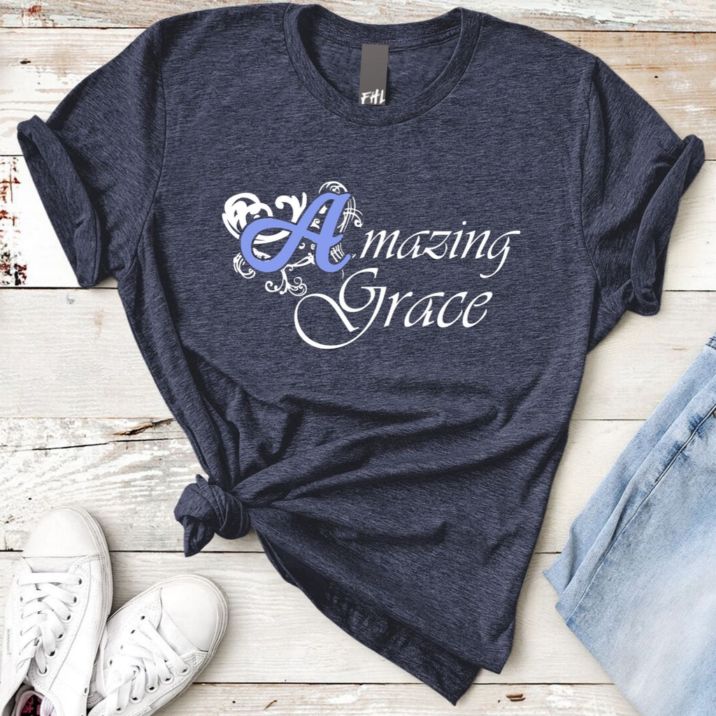 Amazing Grace Heather Midnight Navy T-Shirt (Quick Ship) (Size 2XL Only)