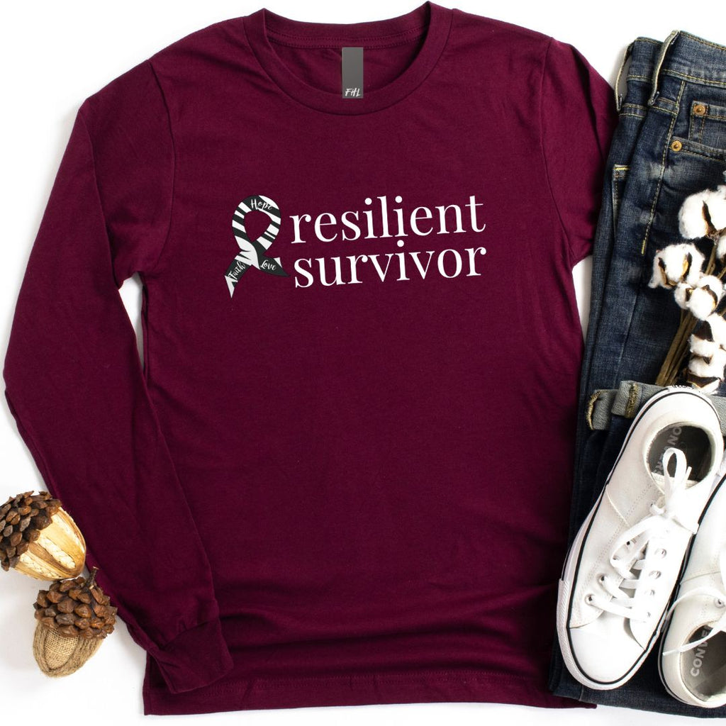 Ampullary Cancer "resilient survivor" Ribbon Long Sleeve Tee