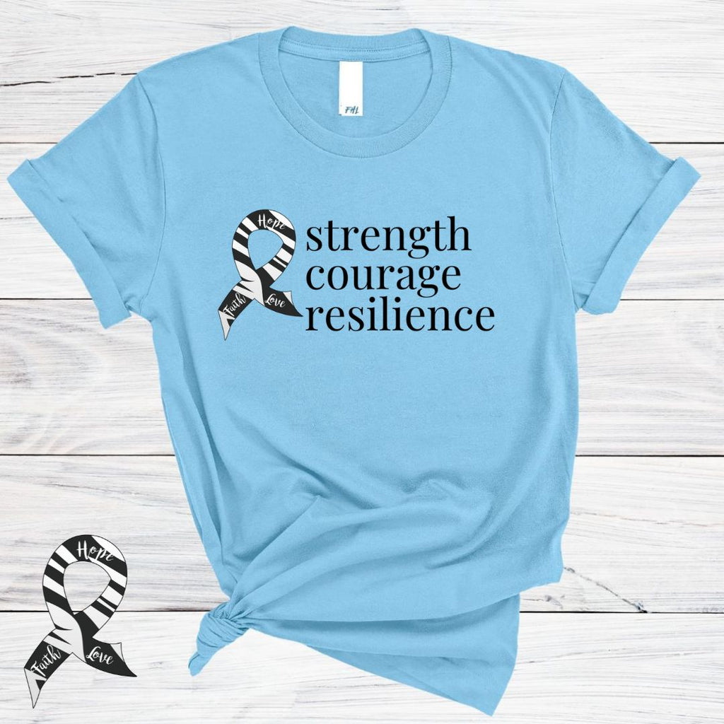 Ampullary Cancer "strength courage resilience" Ribbon T-Shirt