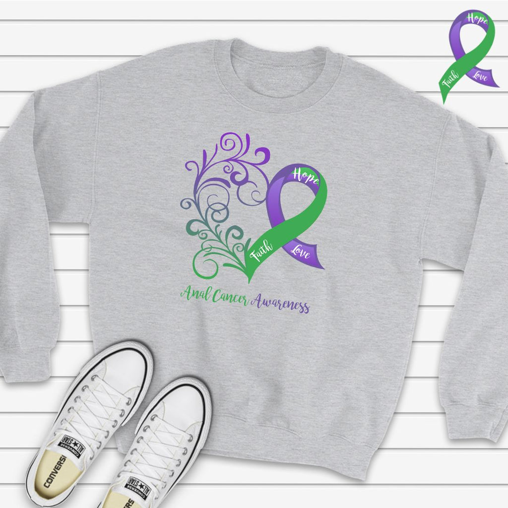 Anal Cancer Awareness Heart Sweatshirt (Several Colors Available)