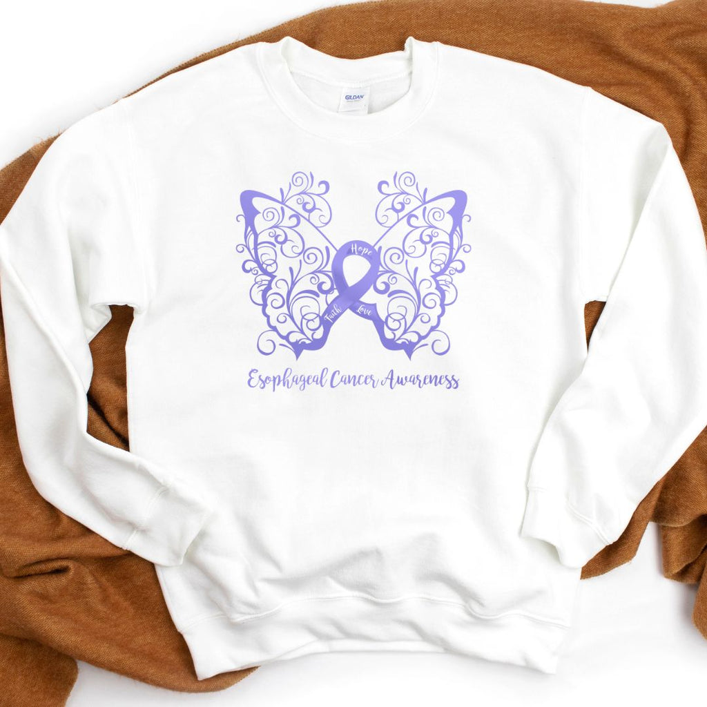 Esophageal Cancer Awareness Filigree Butterfly Sweatshirt (Several Colors Available)