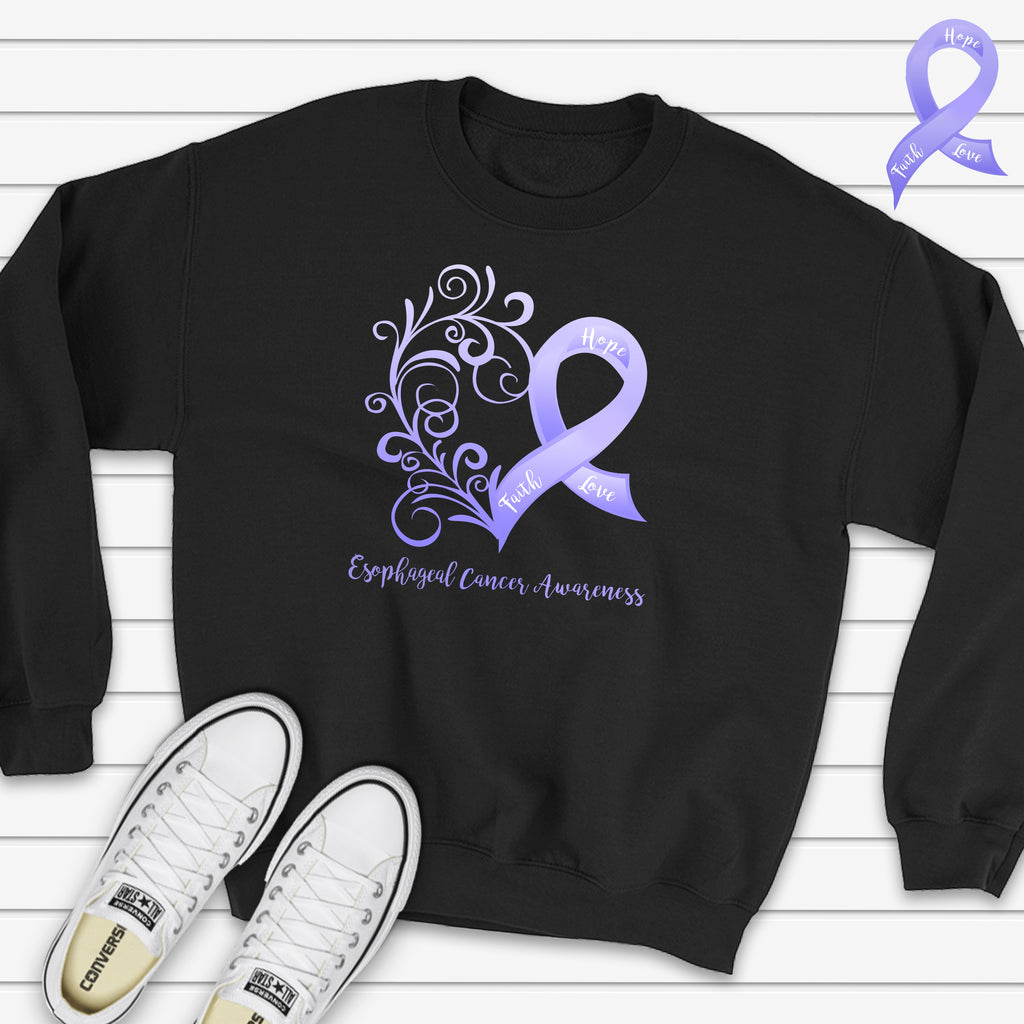 Esophageal Cancer Awareness Heart Sweatshirt (Several Colors Available)