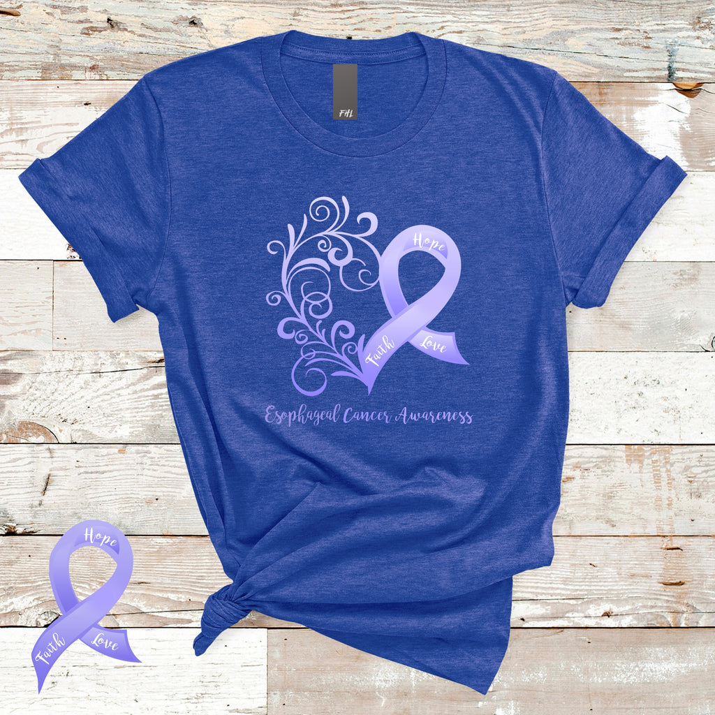 Esophageal Cancer Awareness Heart T-Shirt - Dark Colors