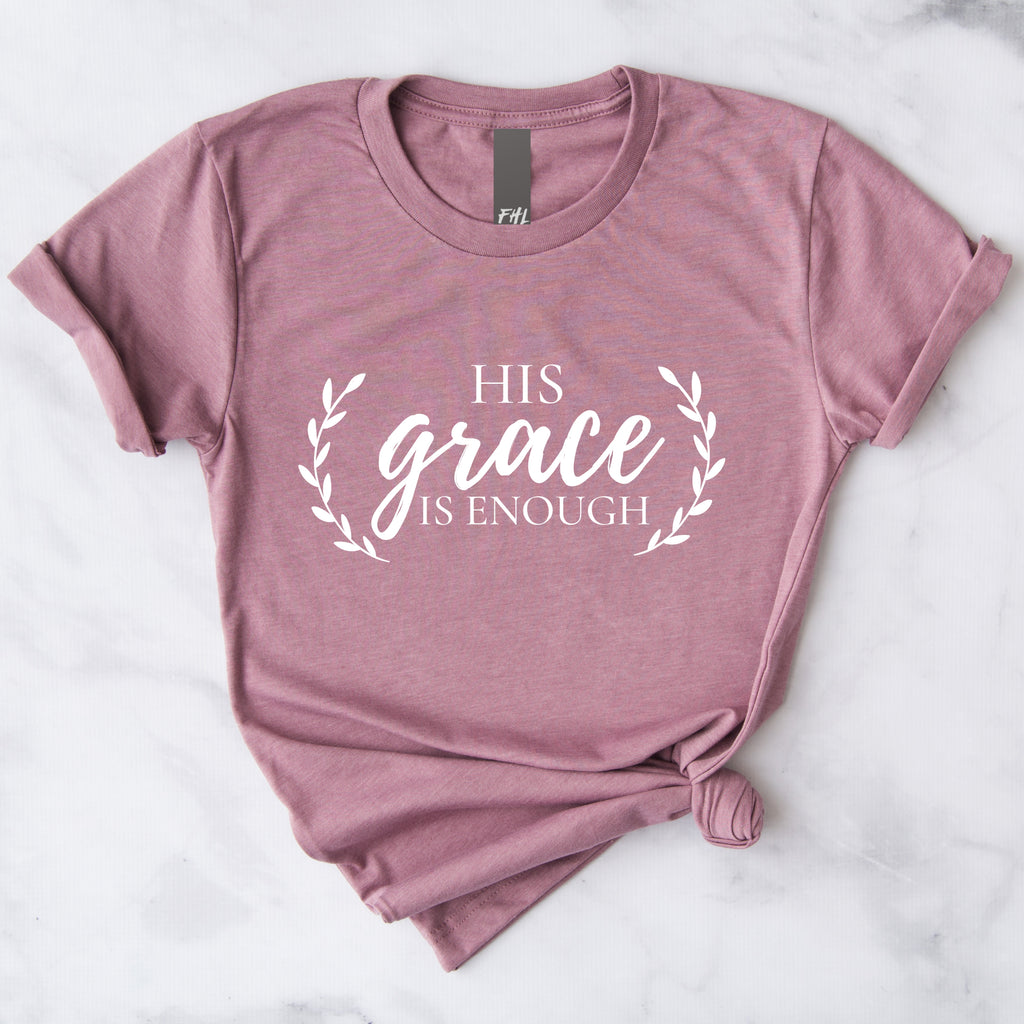 His Grace is Enough T-Shirt (Heather Orchid)(Quick Ship)(Size 2XL Only)