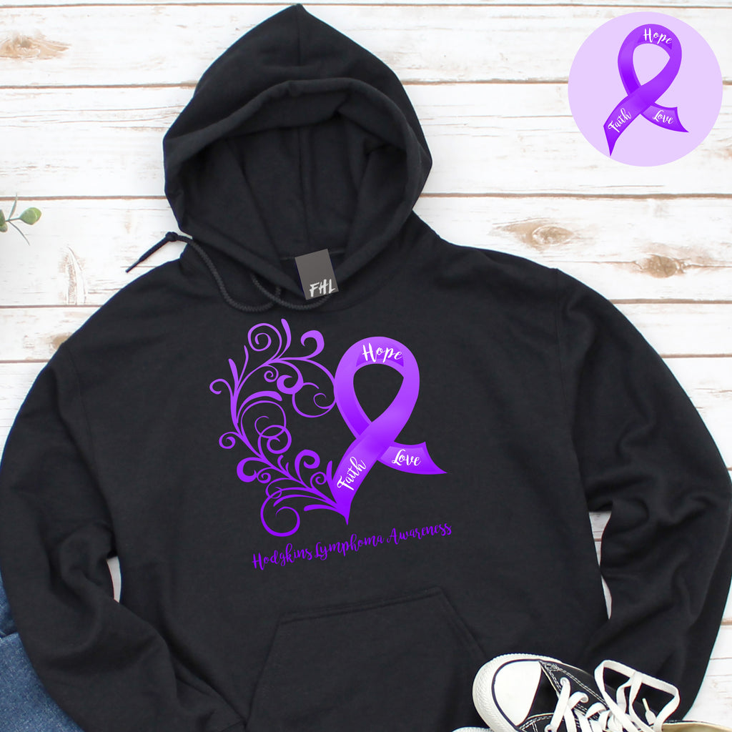 Hodgkins Lymphoma Awareness Heart Hoodie (Several Colors Available)