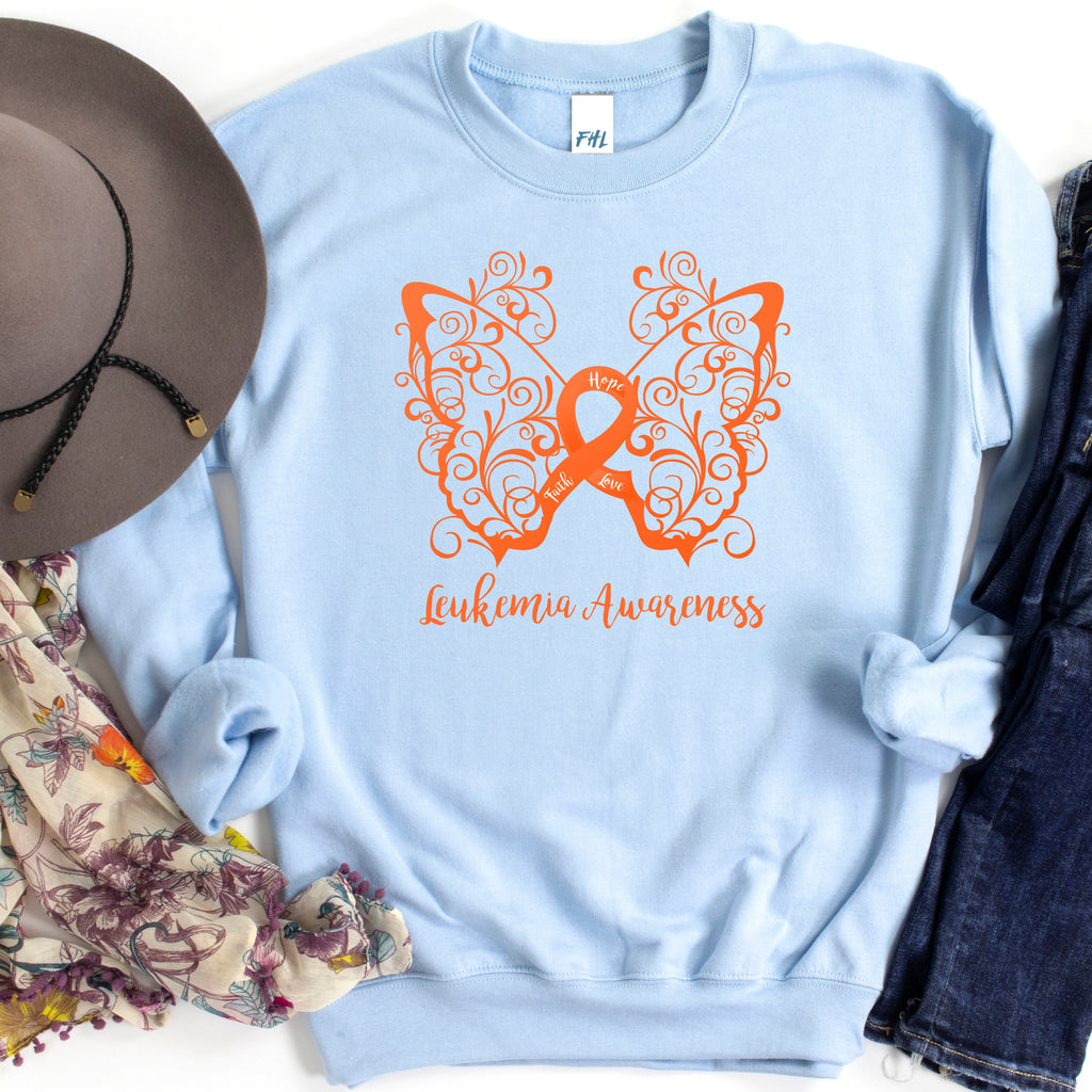 Leukemia Awareness Filigree Butterfly Sweatshirt (Several Colors Available)