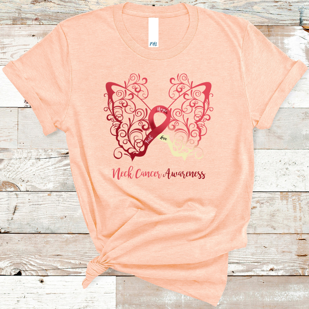 Neck Cancer Awareness Butterfly T-Shirt - Several Colors Available
