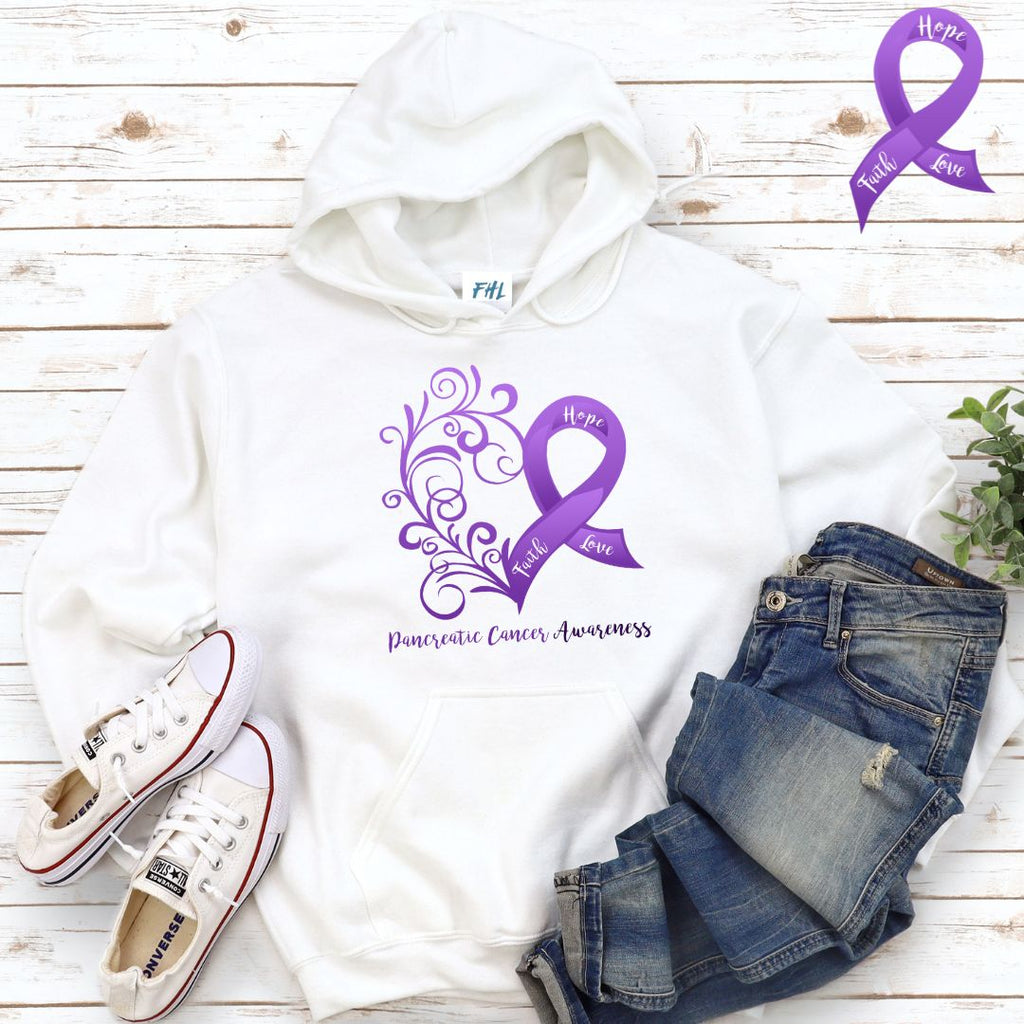 Pancreatic Cancer Awareness White Hoodie (Size Medium ONLY) (Quick Ship)