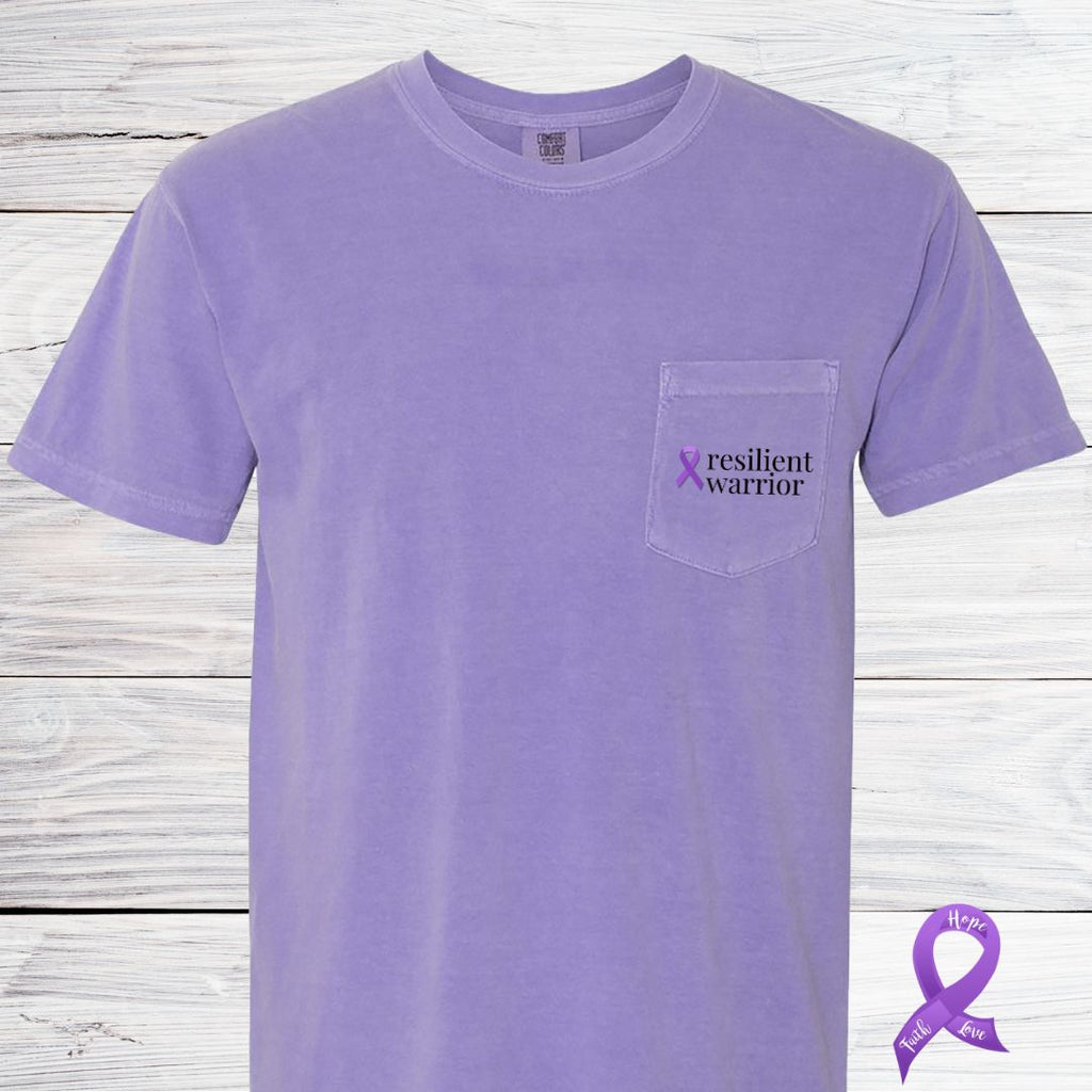 Pancreatic Cancer "resilient warrior" Ribbon Pocket T-Shirt