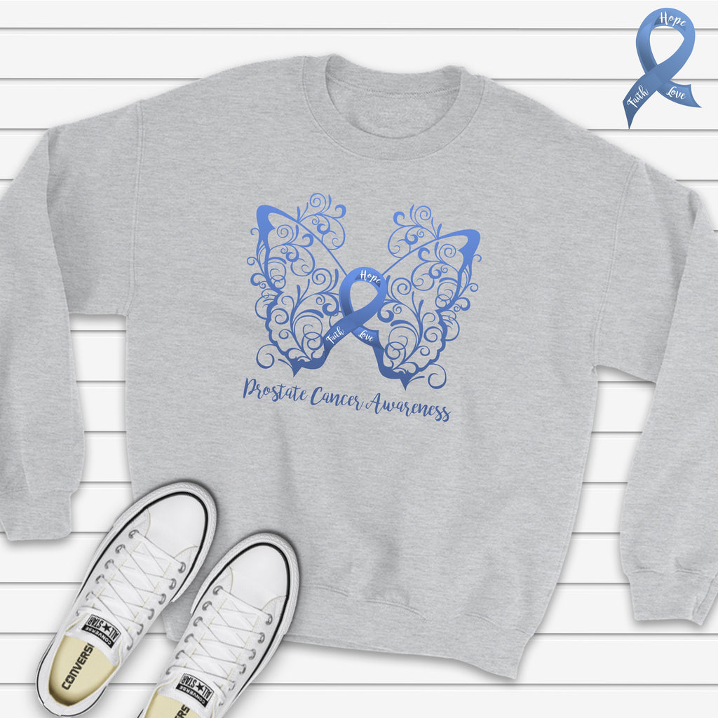 Prostate Cancer Awareness Filigree Butterfly Sweatshirt (Several Colors Available)