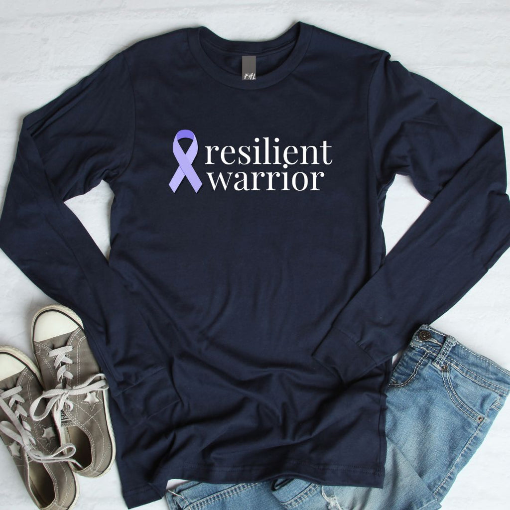 Stomach Cancer "resilient warrior" Ribbon Long Sleeve Tee