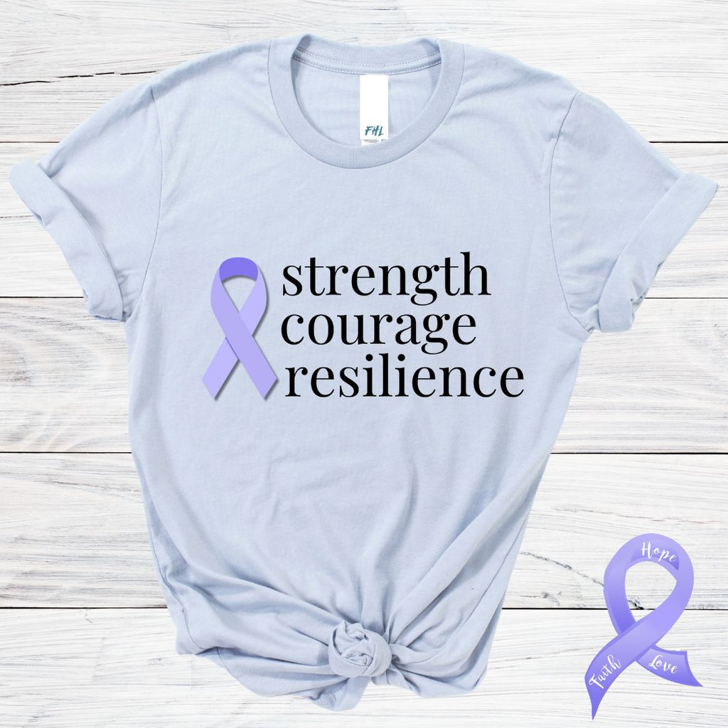 Stomach Cancer "strength courage resilience" Ribbon T-Shirt