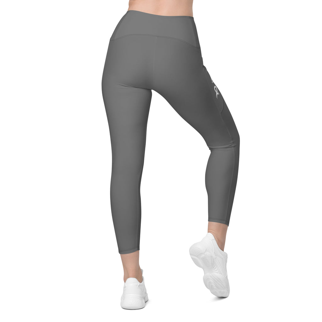 Lung Cancer "Warrior" Leggings with Pockets (Grey)