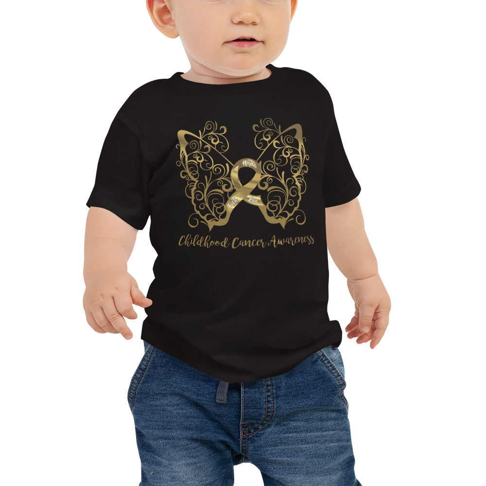 Childhood Cancer Awareness Filigree Butterfly Baby Jersey Short Sleeve Tee