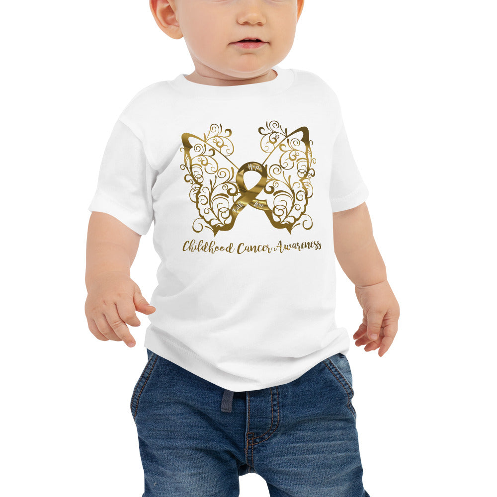 Childhood Cancer Awareness Filigree Butterfly Baby Jersey Short Sleeve Tee