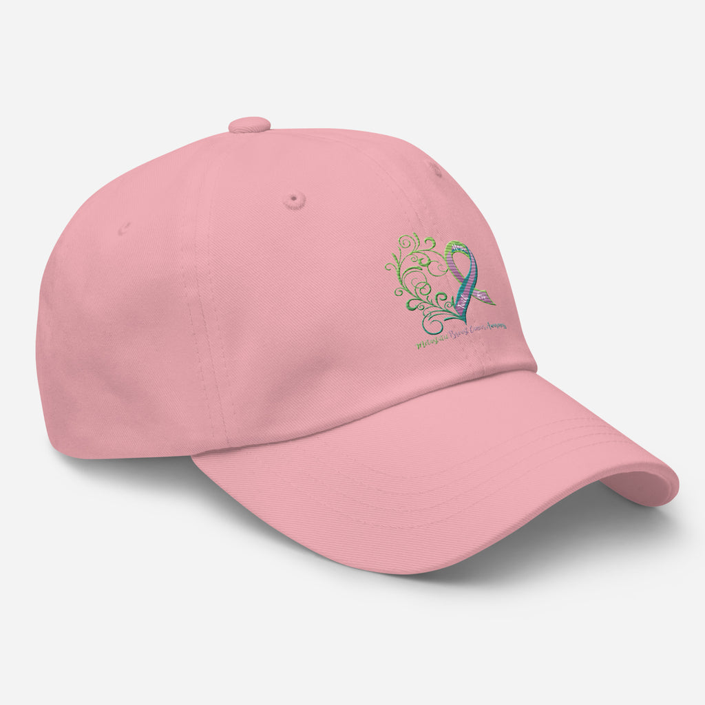 Metastatic Breast Cancer Awareness Heart Dad Hat (Embroidered Design)