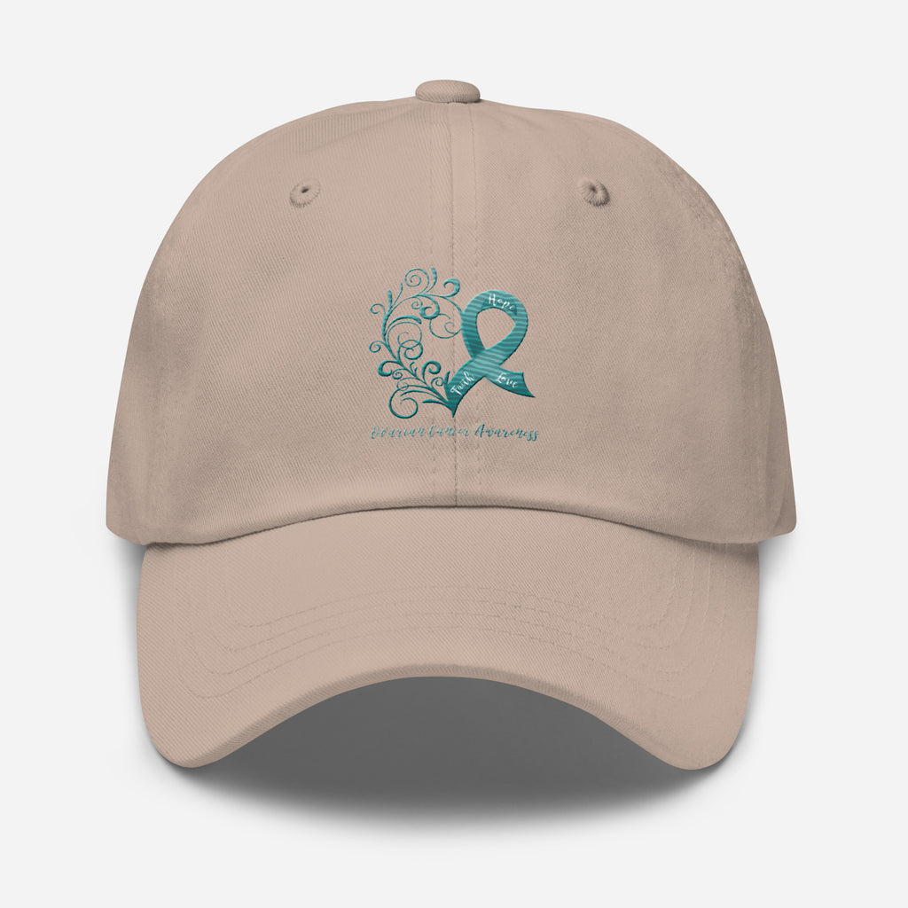Ovarian Cancer Awareness Heart Dad Hat (Embroidered Design) (Several Colors Available)