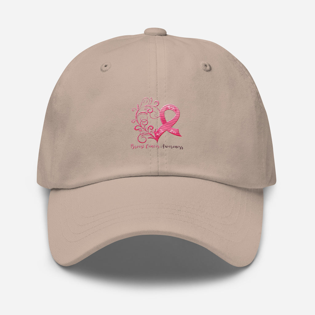 Breast Cancer Awareness Heart Dad Hat (Embroidered Design)(Several Colors Available)