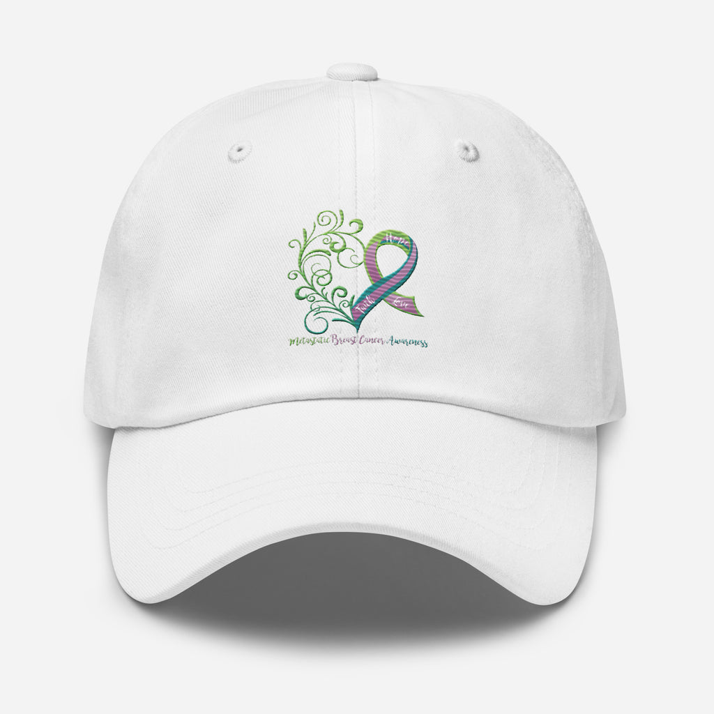 Metastatic Breast Cancer Awareness Heart Dad Hat (Embroidered Design)