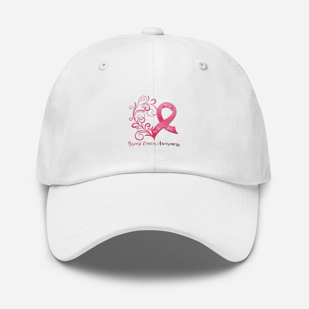 Breast Cancer Awareness Heart Dad Hat (Embroidered Design)(Several Colors Available)