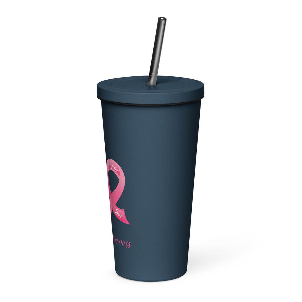 Breast Cancer Awareness Heart Insulated tumbler with a straw
