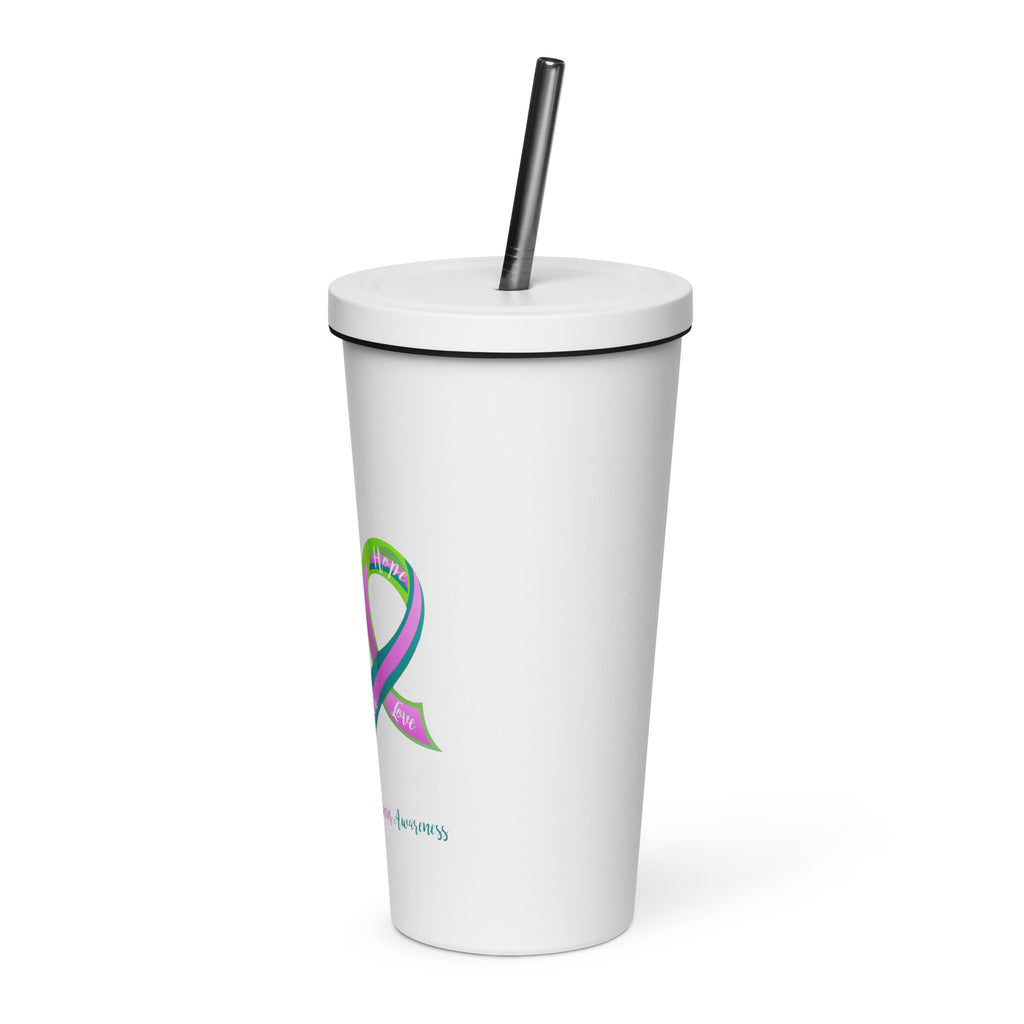 Metastatic Breast Cancer Awareness Heart Insulated tumbler with a straw (Several Colors Available)