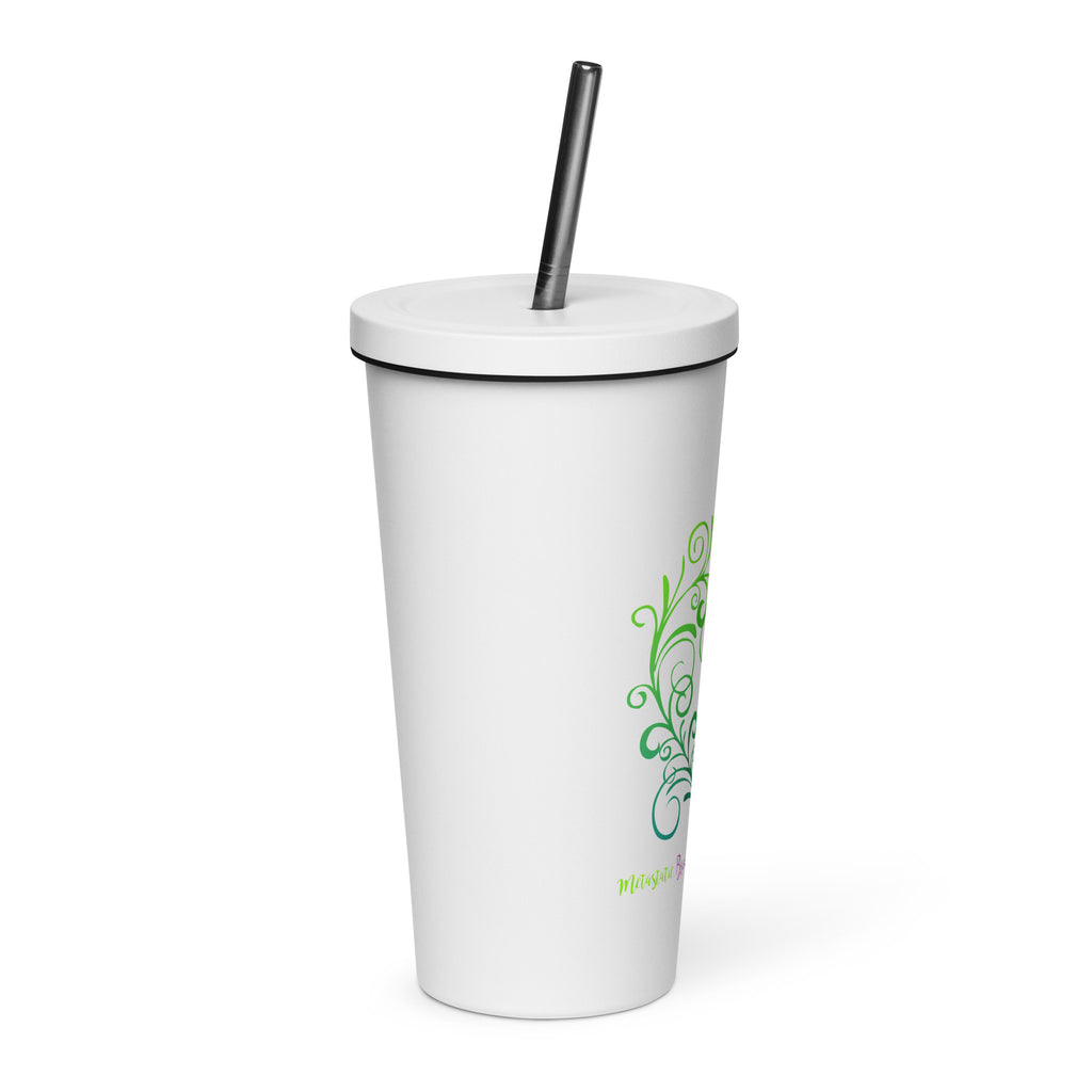 Metastatic Breast Cancer Awareness Heart Insulated tumbler with a straw (Several Colors Available)