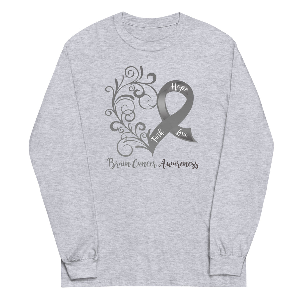 Brain Cancer Awareness Heart Plus Size Long Sleeve Shirt - Several Colors Available