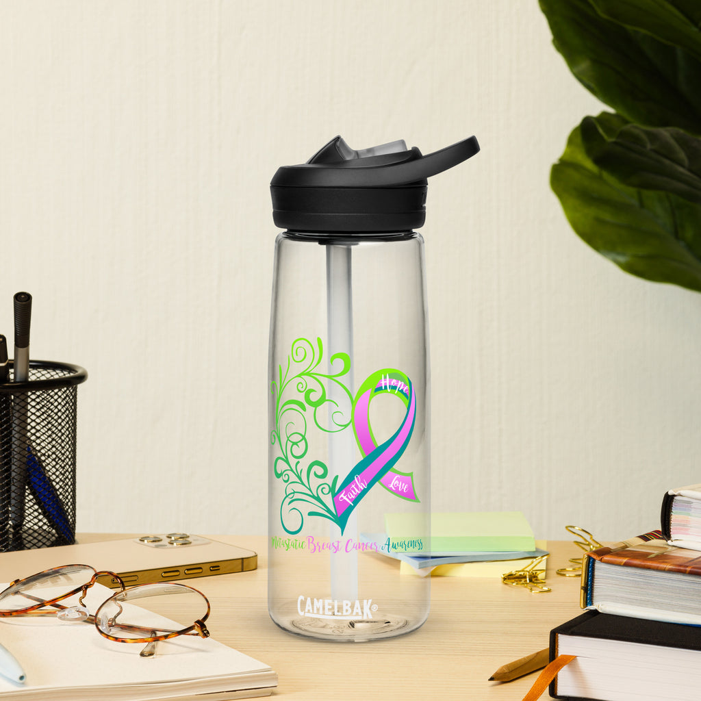 Metastatic Breast Cancer Awareness Heart Sports Water Bottle | CamelBak Eddy®+