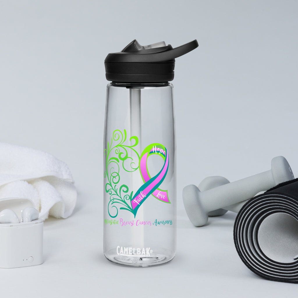 Metastatic Breast Cancer Awareness Heart Sports Water Bottle | CamelBak Eddy®+