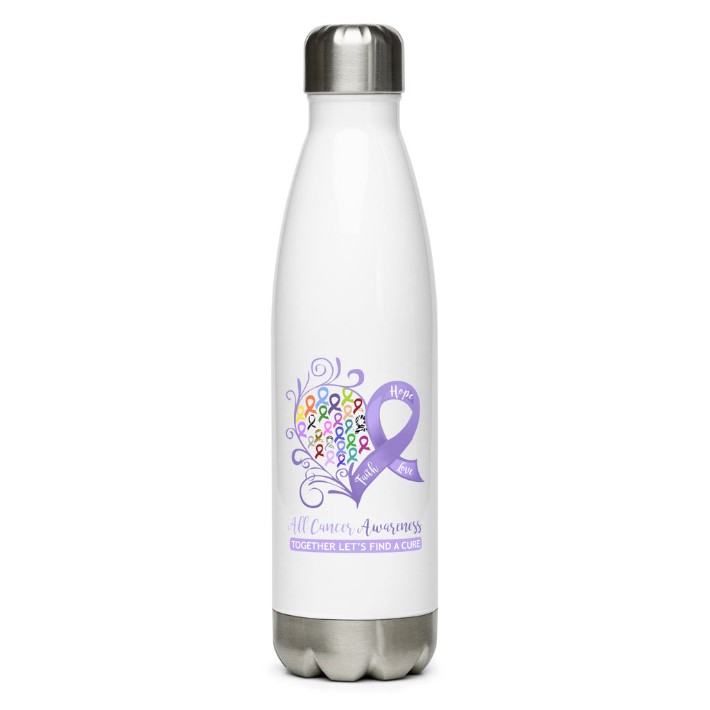 All Cancer Awareness Heart Stainless Steel Water Bottle