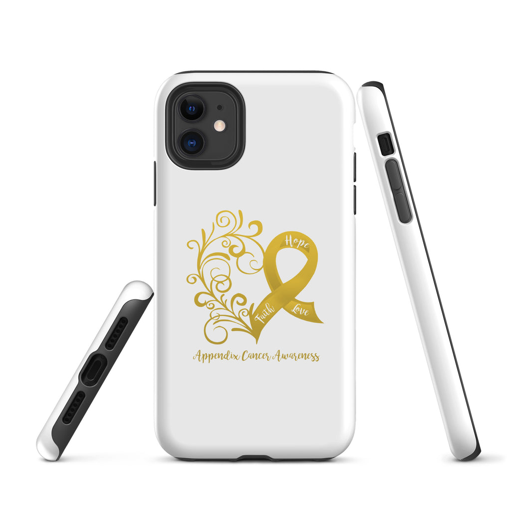Appendix Cancer Awareness Heart Tough Case for iPhone® (Several Models Available)(NON-RETURNABLE)