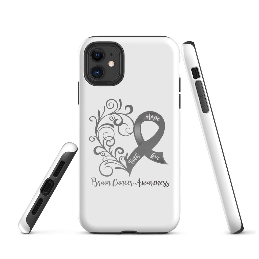 Brain Cancer Awareness Heart Tough Case for iPhone® (Several Models Available)(NON-RETURNABLE)