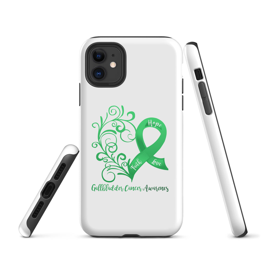 Gallbladder Cancer Awareness Heart Tough Case for iPhone® (Several Models Available)(NON-RETURNABLE)