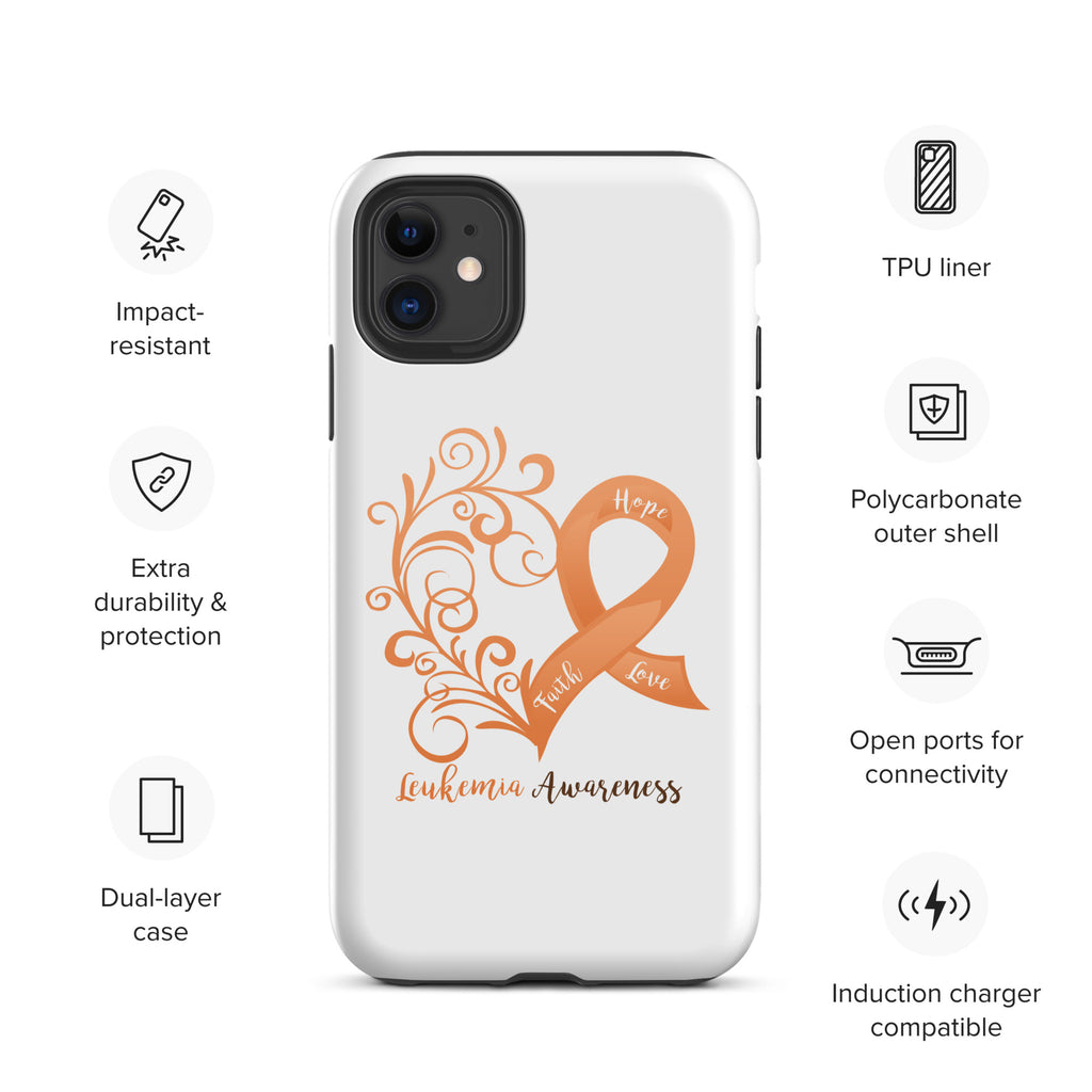 Leukemia Awareness Heart Tough Case for iPhone® (Several Models Available)(NON-RETURNABLE)