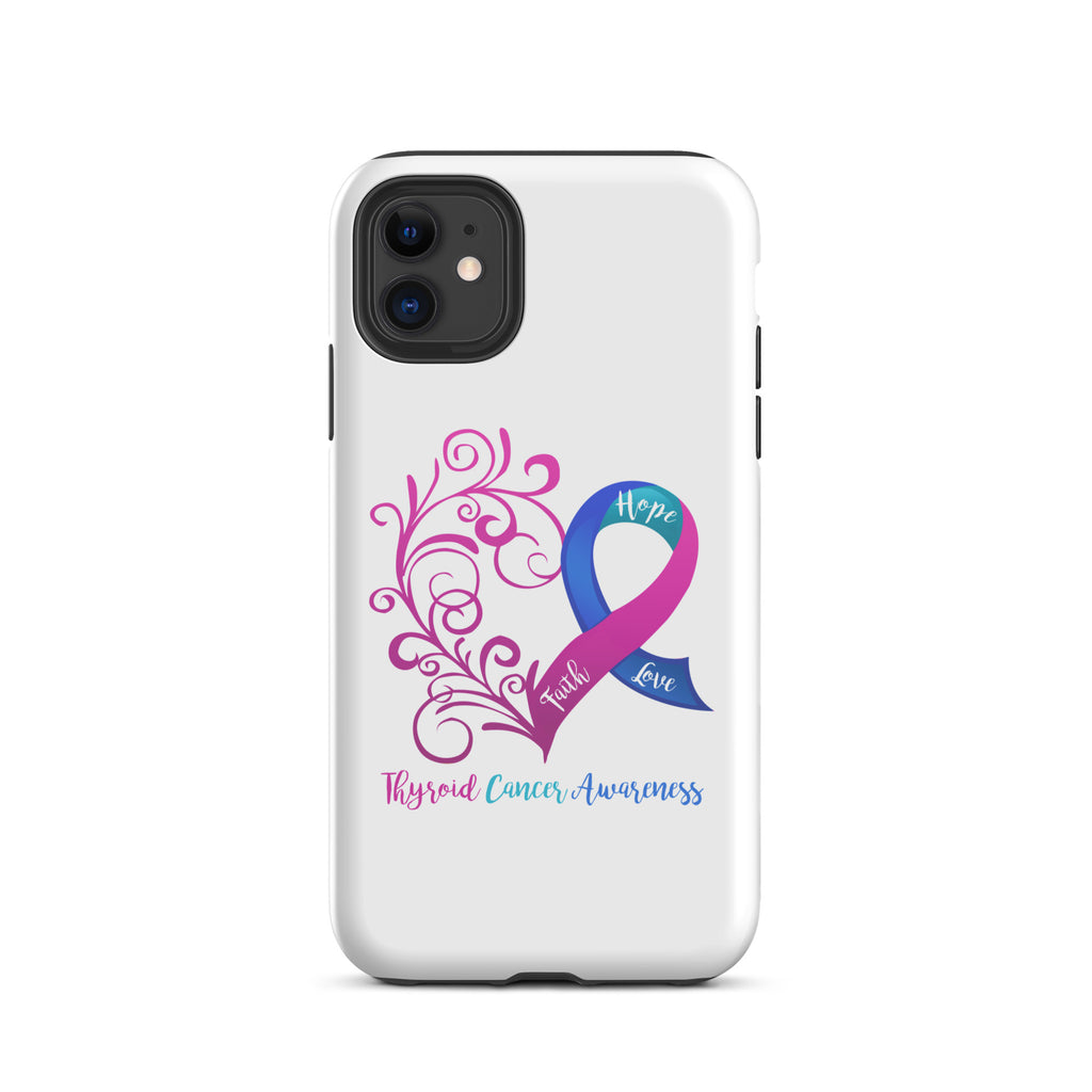 Thyroid Cancer Awareness Heart Tough Case for iPhone® (Several Models Available)(NON-RETURNABLE)