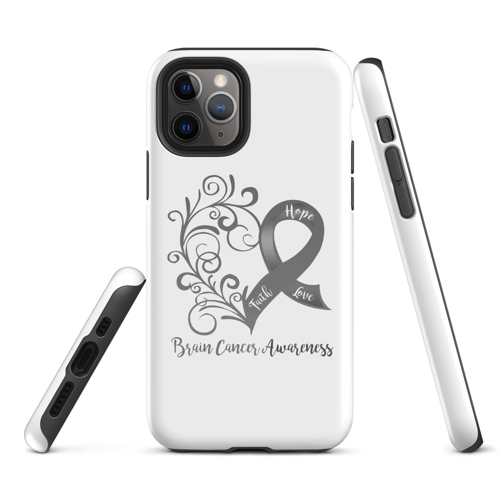 Brain Cancer Awareness Heart Tough Case for iPhone® (Several Models Available)(NON-RETURNABLE)