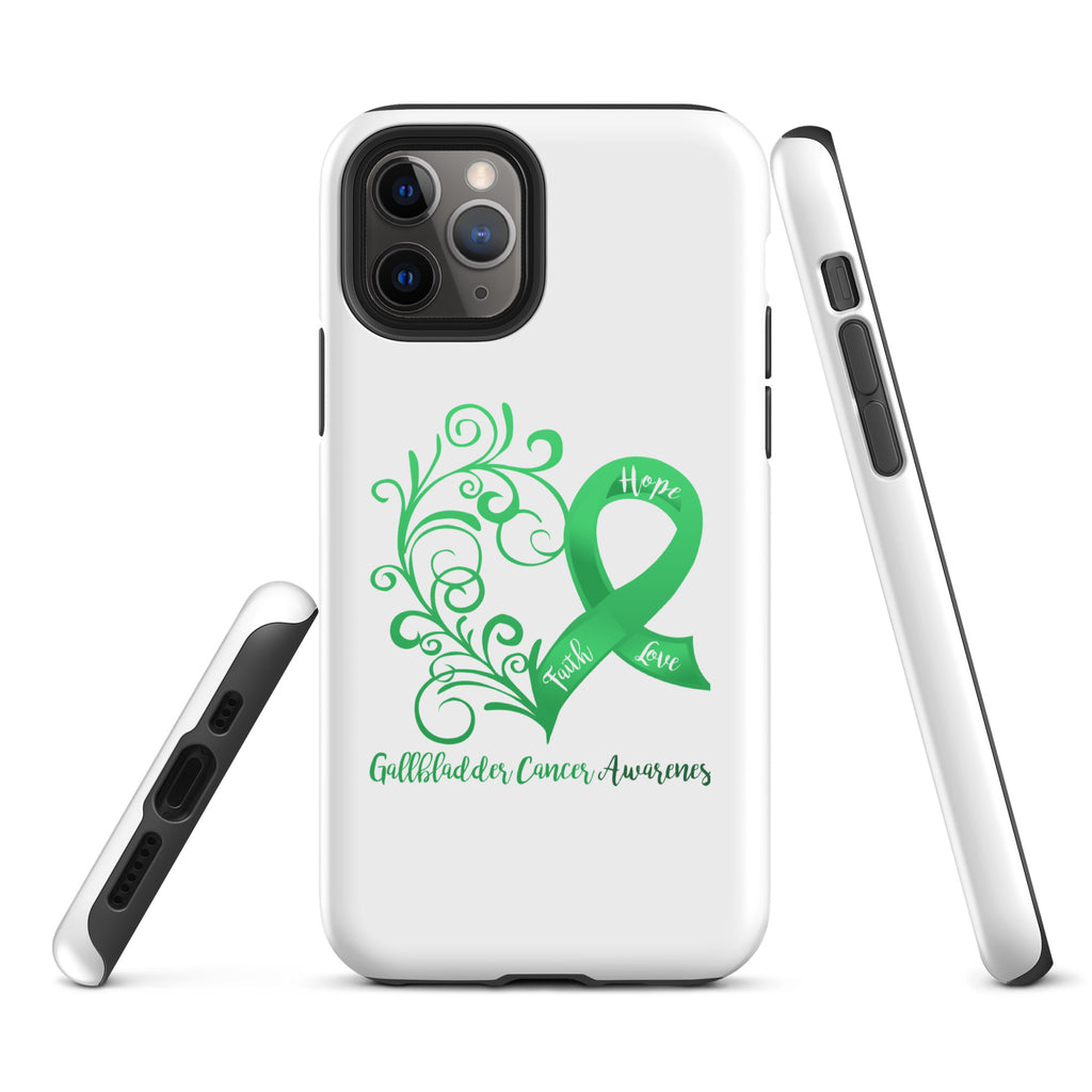 Gallbladder Cancer Awareness Heart Tough Case for iPhone® (Several Models Available)(NON-RETURNABLE)