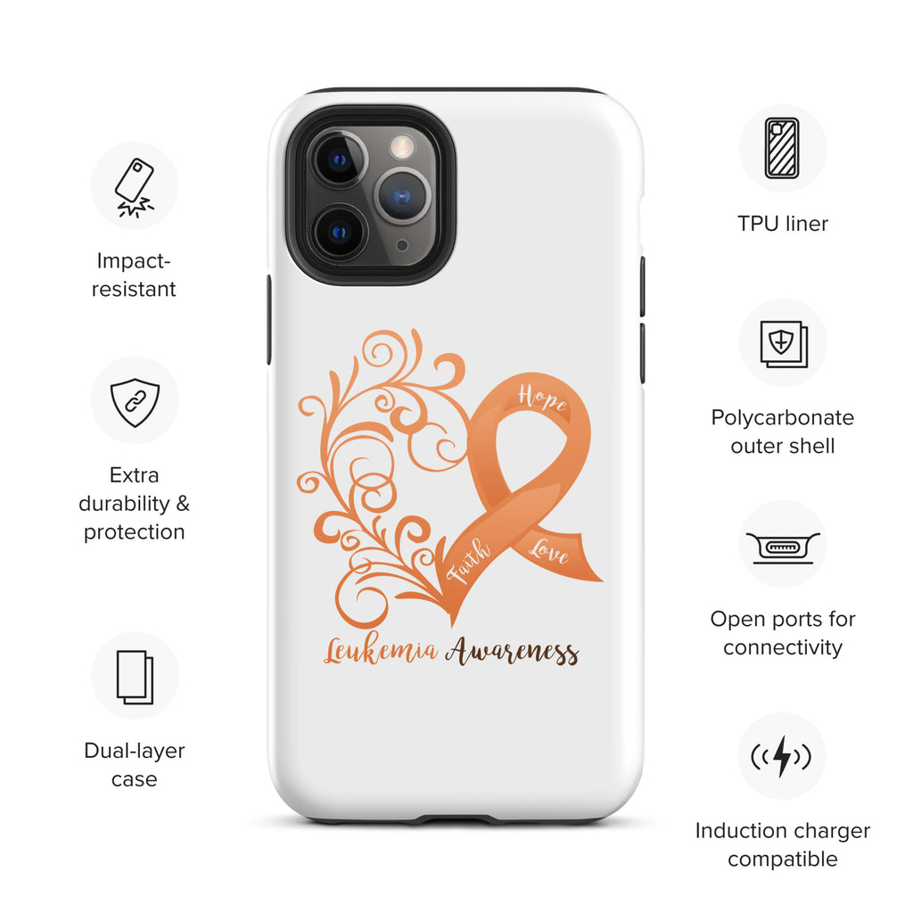 Leukemia Awareness Heart Tough Case for iPhone® (Several Models Available)(NON-RETURNABLE)