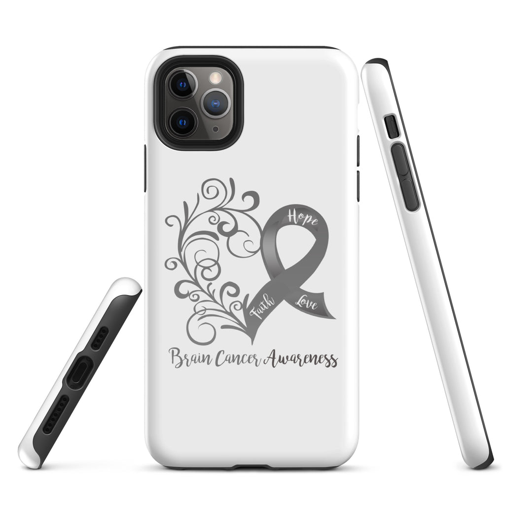 Brain Cancer Awareness Heart Tough Case for iPhone® (Several Models Available)(NON-RETURNABLE)