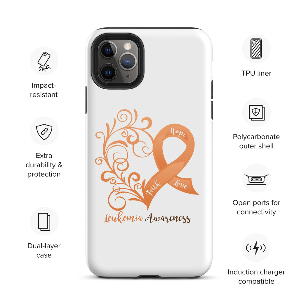 Leukemia Awareness Heart Tough Case for iPhone® (Several Models Available)(NON-RETURNABLE)