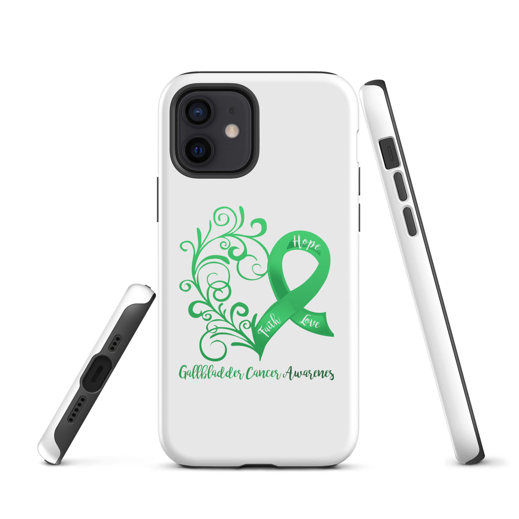 Gallbladder Cancer Awareness Heart Tough Case for iPhone® (Several Models Available)(NON-RETURNABLE)